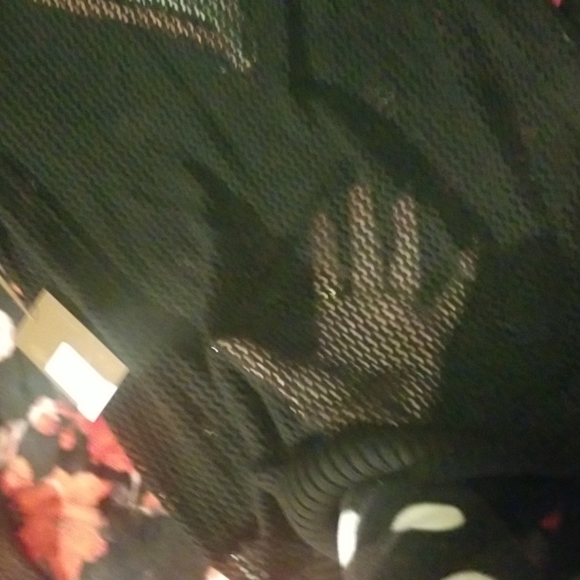 Nordstrom's KERISMA Rica Black Mesh Sheer Top. Earth Tones accent V-Neck - Picture 12 of 15